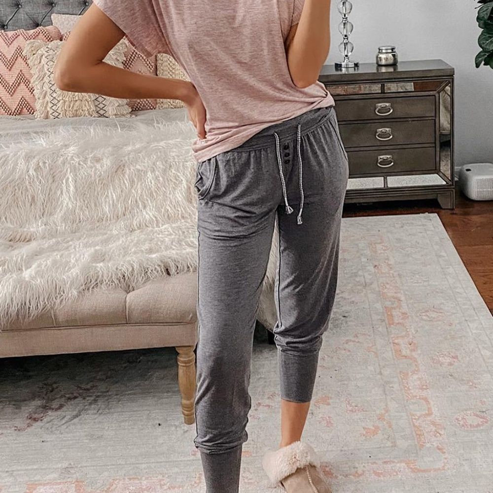 Gray drawstring jogger pants - Picture 4 of 7